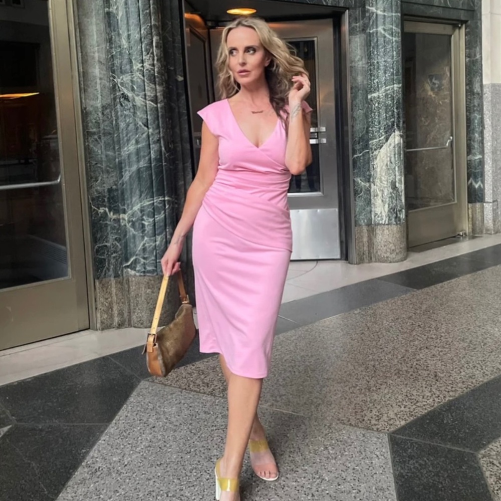 THE Pink Dress!! Carrie's Iconic Faux Wrap Dress